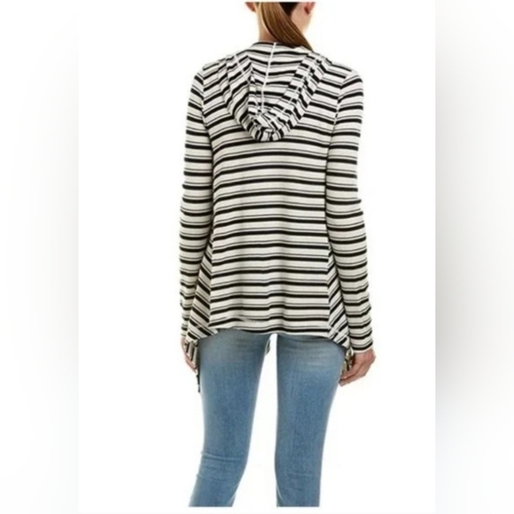 Splendid Open Front Hooded Striped cardigan Medium - Picture 2 of 5